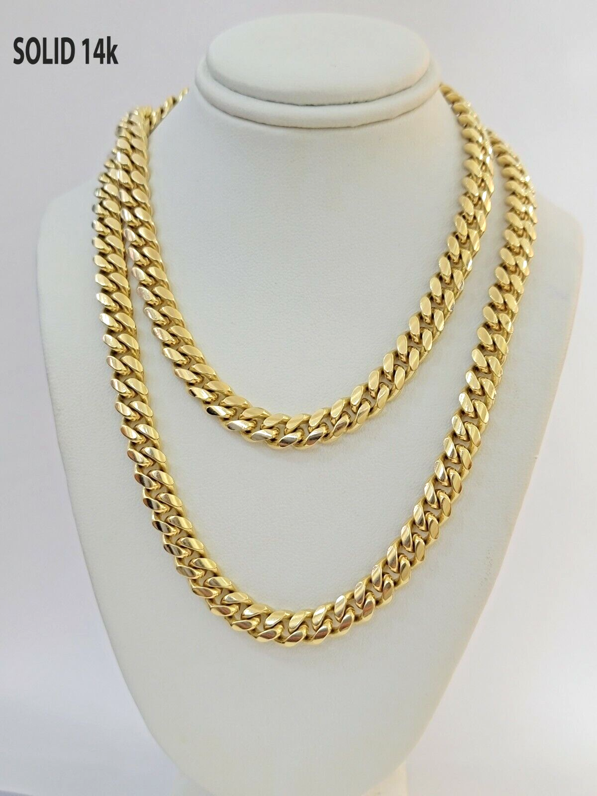 Solid 14k Gold Chain 7mm 22 Inch Miami Cuban Link Necklace HEAVY