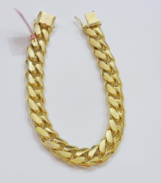 13mm Solid 14k Yellow Gold bracelet Miami Cuban Link 8 Inch Mens REAL 14kt HEAVY