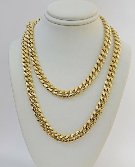 Solid 14k Gold Chain 7mm 22 Inch Miami Cuban Link Necklace HEAVY Real Gold Sale