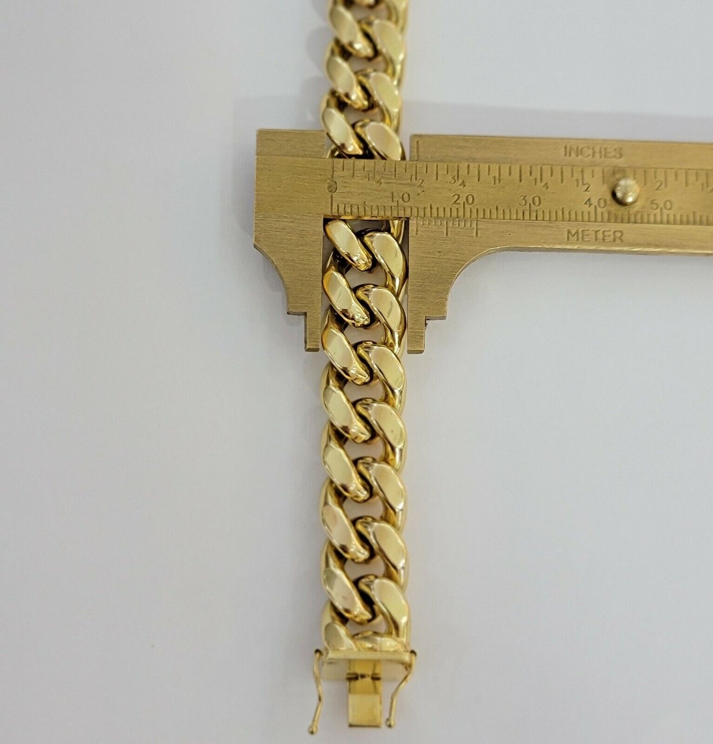 Real 14k Gold 13mm Chain Necklace Miami Cuban Link 24" Men 14kt Yellow Gold