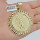 1947 Mexican Centenario Coin Charm Pendant Replica 50 Pesos With Bezel 10kt Gold