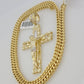 10kt Yellow Gold Franco Chain Necklace Nugget Cross Charm Pendant 5mm 20-26 Inch