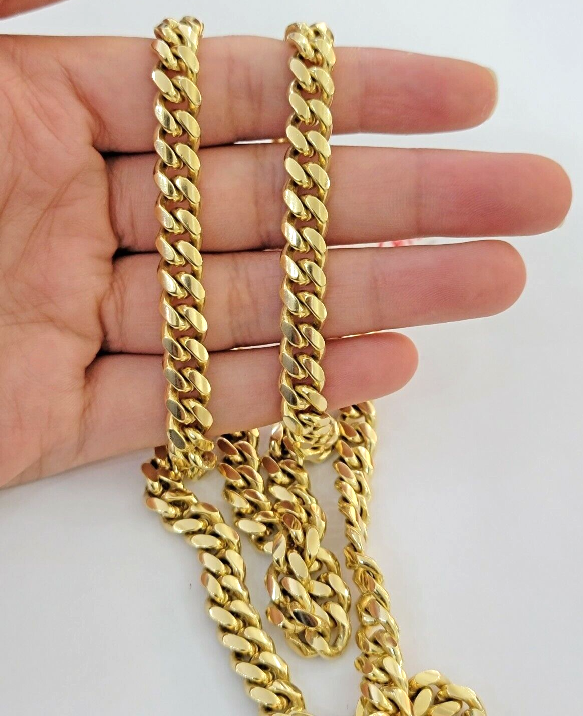 Real 10k Yellow Gold Necklace Miami Cuban Link Chain Mens 8mm 24 Inch 10KT Solid