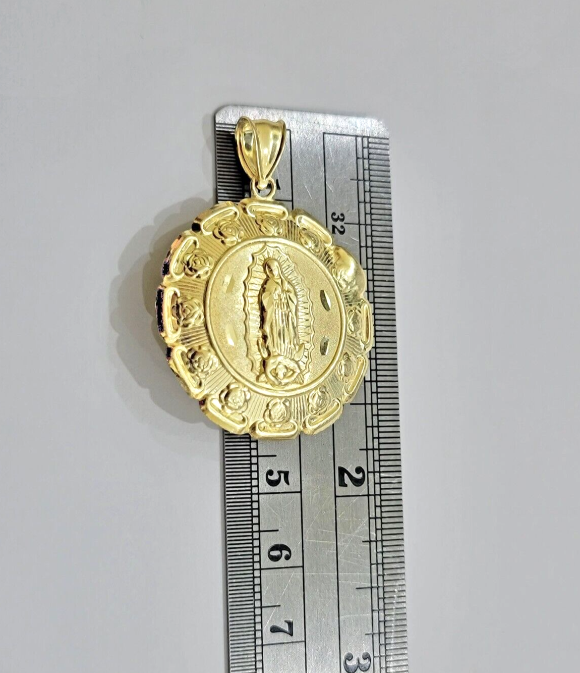 Real 10k Jesus Virgin Mary Charm Pendant Yellow Gold 1.8 Inch Chain Necklace New