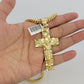 10kt Yellow Gold Franco Chain Necklace Nugget Cross Charm Pendant 5mm 20-26 Inch