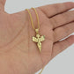 10k Gold Franco Chain Praying Angel Charm Pendant 1.5mm 16-24 Inch Necklace SALE