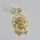 10kt Gold Miami Cuban Chain Jesus Head Charm Pendant Set 18-28 Inch 5mm Necklace