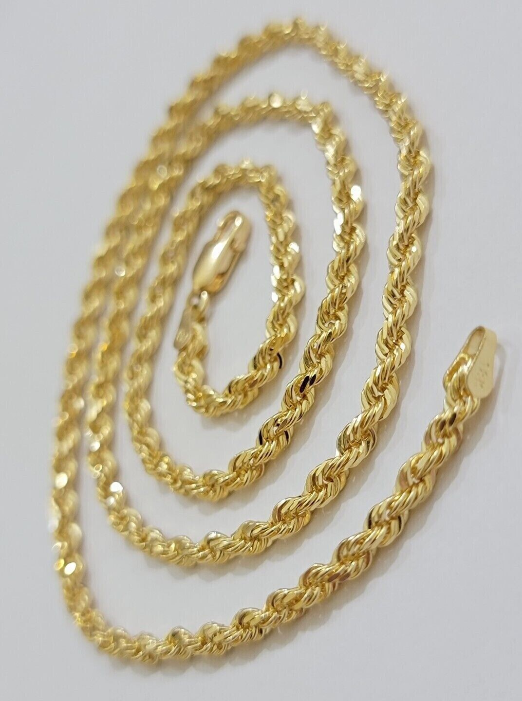 Real 18k Yellow Gold Rope Chain Necklace 3mm 26'' Inch Men Women SOLID HEAVY NEW