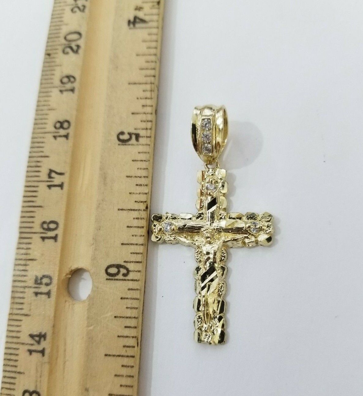 10k Yellow Gold Cross Charm Pendant 18-26" Miami Cuban Link Chain Necklace SET