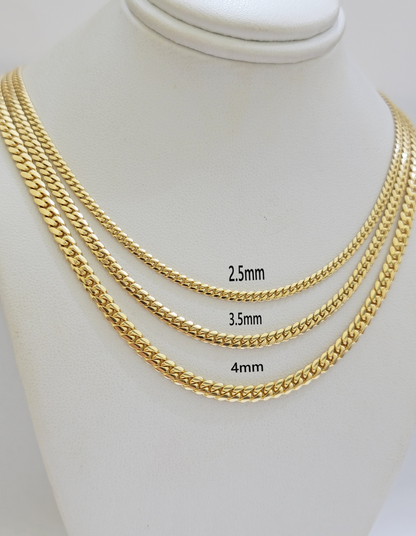 SOLID 18k Gold Miami Cuban Chain Necklace 2.5mm 3.5mm 4mm 18-26 Inches Men Women