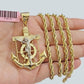 14k Solid Gold Rope Chain Necklace Jesus Anchor Charm Pendant 22'' Inch 4mm 14KT