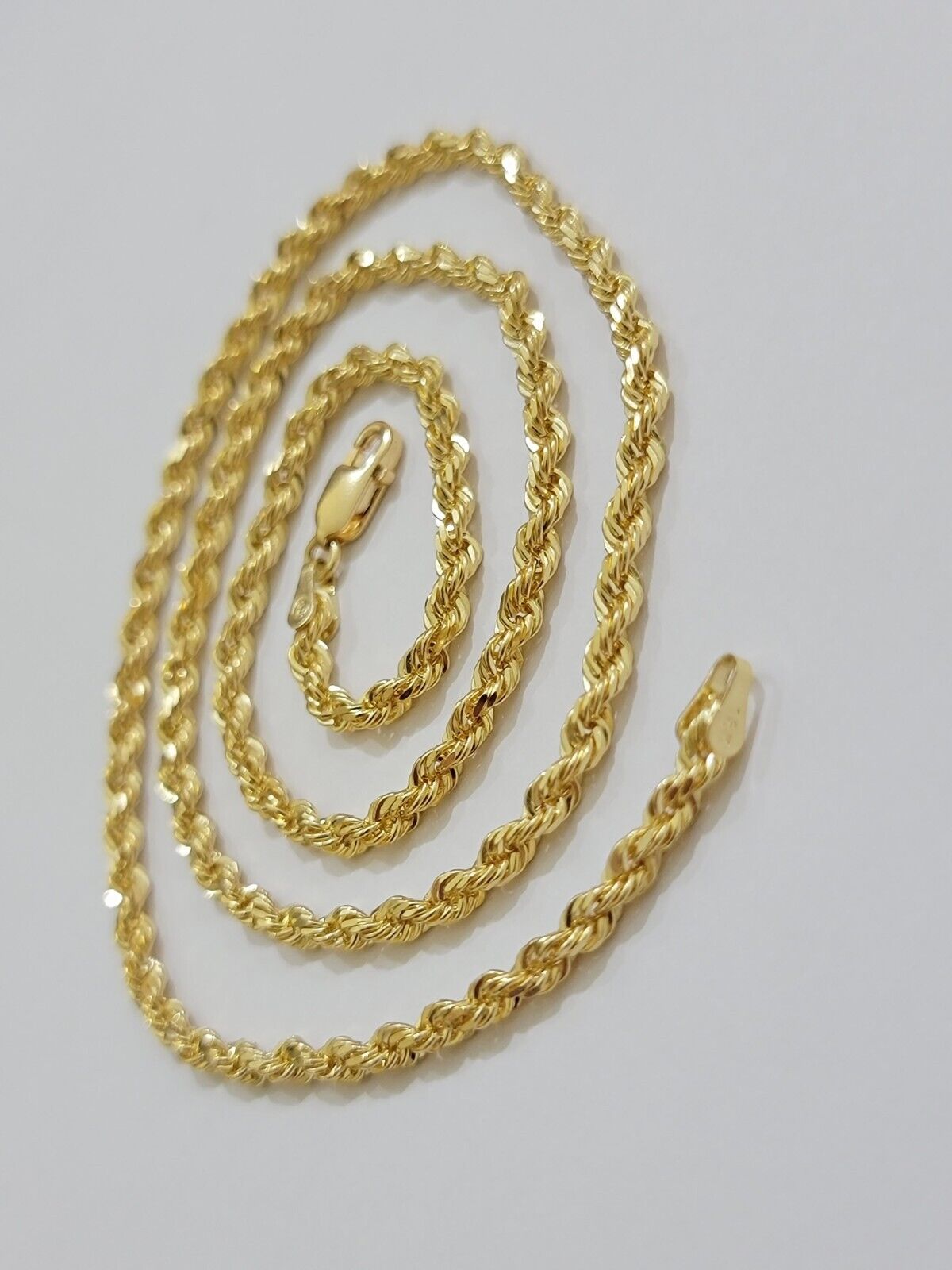 Real 18kt Yellow Gold Rope Chain Necklace 3mm 22 Inch Men Women SOLID HEAVY SALE