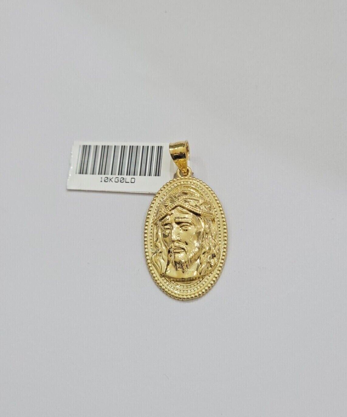 10k Gold Rope Chain Jesus Head Charm Pendant Set 22" Inch 3mm Necklace REAL SALE
