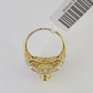 Real 10k Diamond Ring Roaring Lion Men 10kt Yellow Gold Casual Ring Size 6 7 8 9 10 11 & 12
