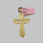 Solid 14kt Gold Rope Chain Necklace Jesus Cross Charm CZ Pendant 24'' Inches 4mm