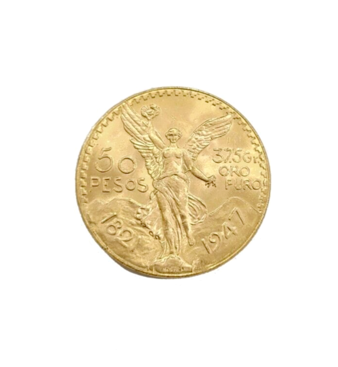 Mexico Gold 50 Pesos Coin 1947 Mexican Centenaro Real 22k Charm Oro Centenario