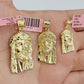 14k Yellow Gold Pendant Jesus Head Charm 14kt Yellow Gold For Men Different Size