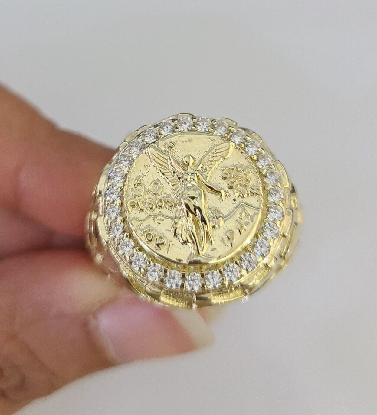 10k Men's Centenario Ring 50 Pesos 1947 Mexico 10kt Yellow Gold Casual Regular