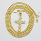 Real 10k Gold Cross Charm Pendant Chain SET 18-26" Miami Cuban Link Necklace Men