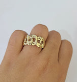 Real 10k Cuban Curb Ring Yellow Gold Women Men Genuine 10Kt