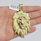 Real 10kt Gold Box Byzantine Necklace Lion Charm Pendant SET Chain 6mm 18 Inches