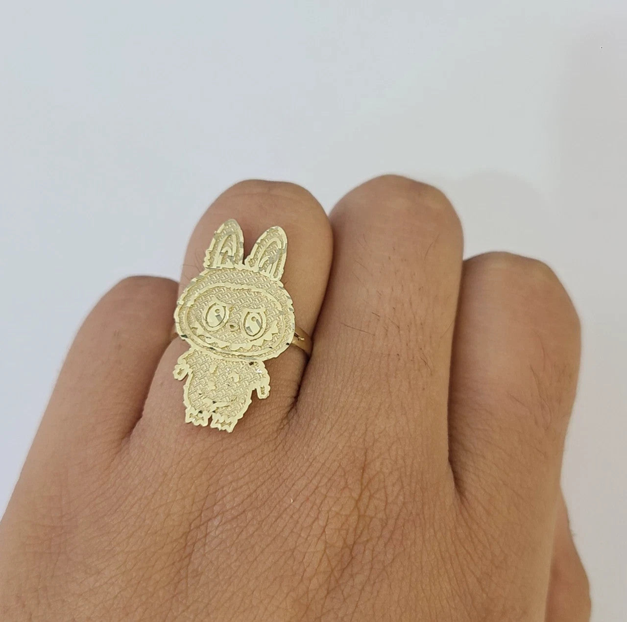 10k Cartoon Monster Ring Yellow Gold Men Women Real Genuine