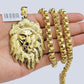 Real 10k Gold Box Byzantine Necklace Lion Charm Pendant SET Chain 18-30 Inch 6mm