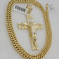 10kt Yellow Gold Franco Chain Necklace Nugget Cross Charm Pendant 5mm 20-26 Inch