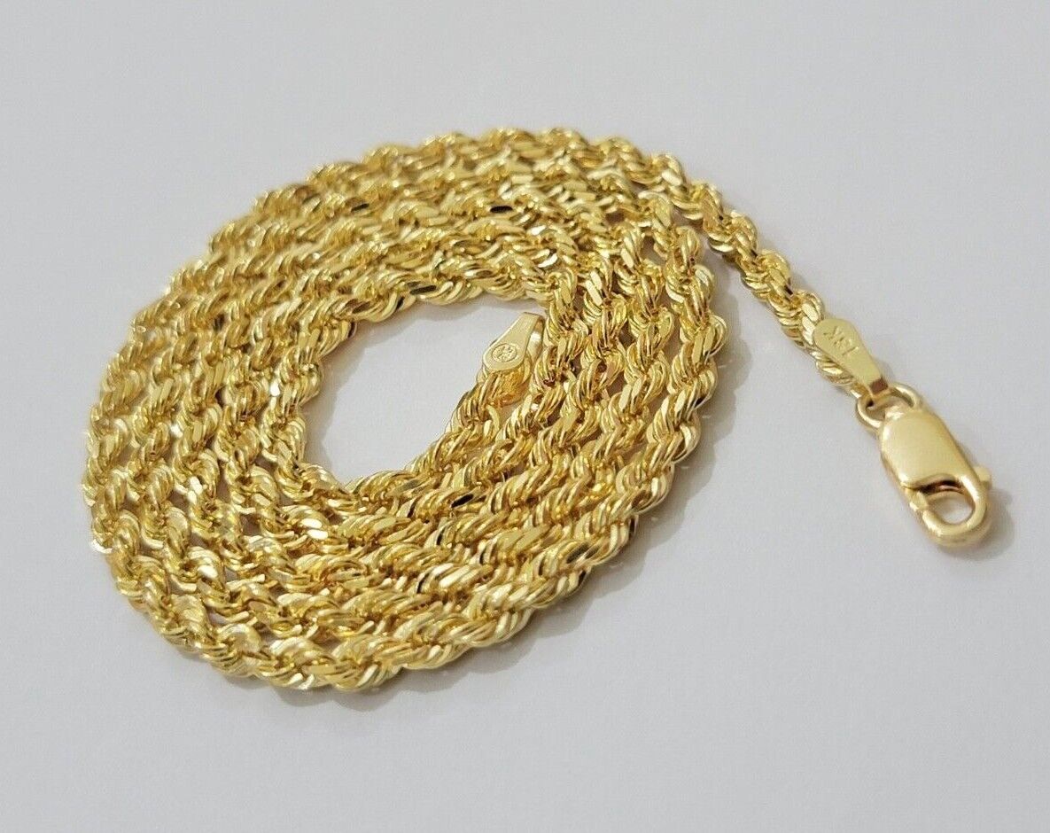 Real 18k Yellow Gold Rope Chain Necklace 3mm 24 Inches Men Women SOLID HEAVY NEW