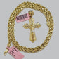 14k Solid Gold Rope Chain Necklace Jesus Cross Charm CZ Pendant 26 Inch 4mm SALE