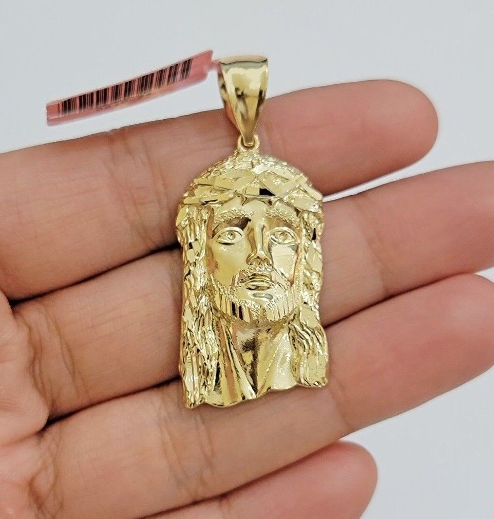 14k Yellow Gold Pendant Jesus Head Charm 14kt Yellow Gold For Men Different Size