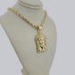 10kt Gold Rope Chain Jesus Head Charm Pendant 5mm 18-28 Inches Necklace SALE NEW