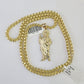 Real 10k Gold Byzantine Necklace Saint Jude Charm SET Chain 18"-30" 3mm Pendant