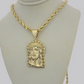 10kt Gold Rope Chain Jesus Head Charm Pendant 5mm 18-28 Inches Necklace SALE NEW