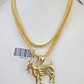 10k Gold Franco Chain Goat Charm Pendant 2.5mm 18-24 Inches Necklace SET