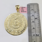 SOLID Real 14k Gold Charm Pendant Aztec Mayan Calendar 2" Men's Round Style 14k