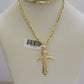 10kt Gold Milano Rope Chain Jesus Cross Charm Pendant Set 18-24'' Inch Necklace