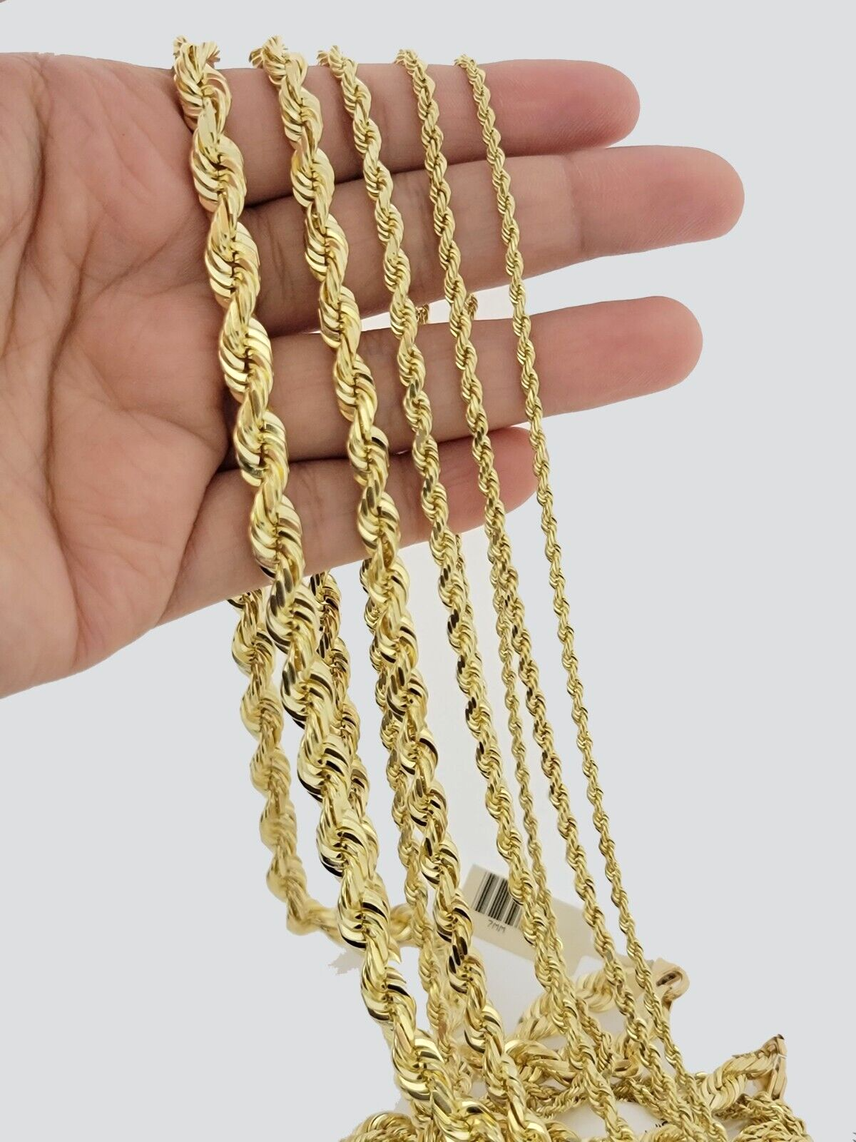 Solid 10kt Gold Rope Chain Necklace 2.5mm 3mm 4mm 5mm 6mm 7mm Diamond Cuts SALE