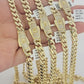 Real 10k Gold chain Cuban Link Monaco necklace 7mm 16-30 Inches CZ Box Lock 10KT