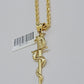 10kt Yellow Gold Rope Chain Snake Cross Charm Pendant 18-28'' Inch Necklace SALE