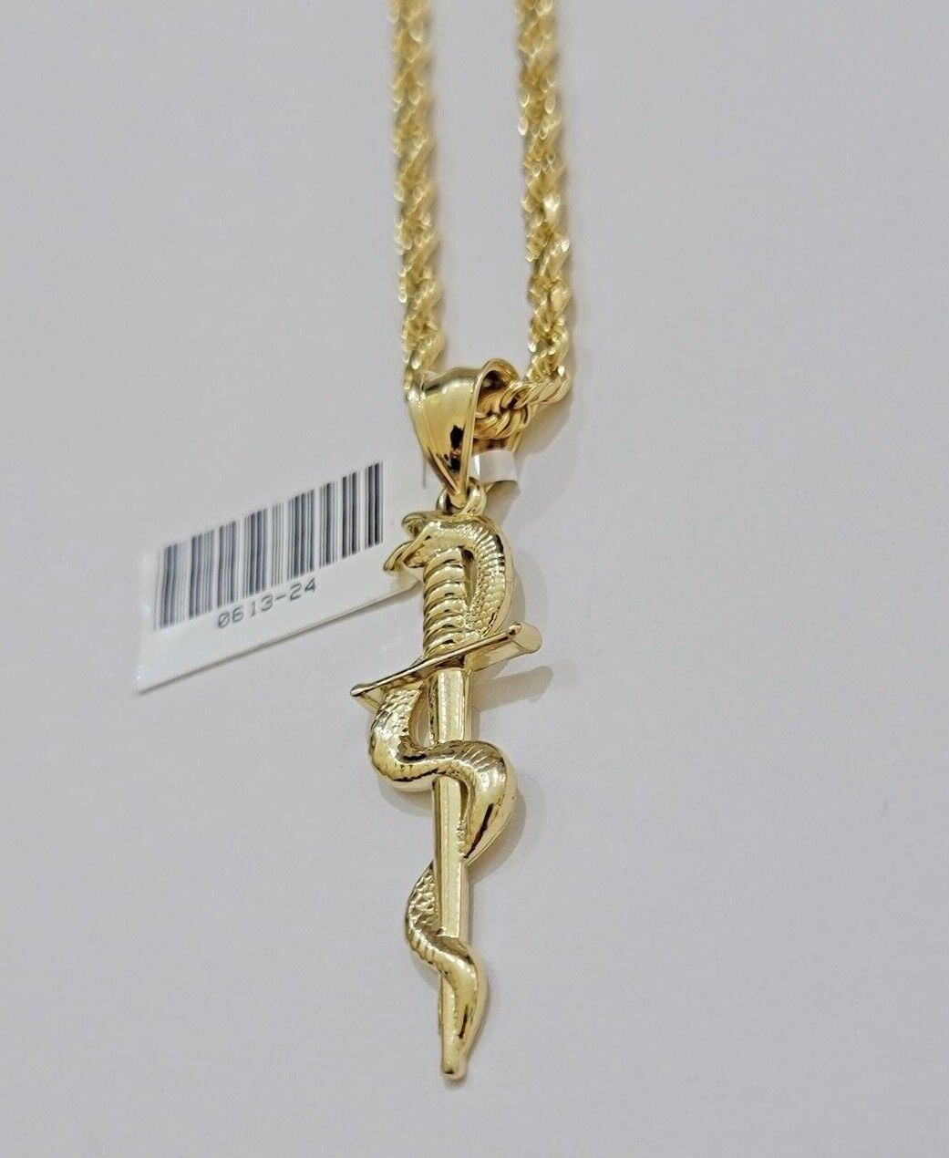 10kt Yellow Gold Rope Chain Snake Cross Charm Pendant 18-28'' Inch Necklace SALE