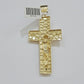 10kt Yellow Gold Franco Chain Necklace Nugget Cross Charm Pendant 3mm 18-26 Inch