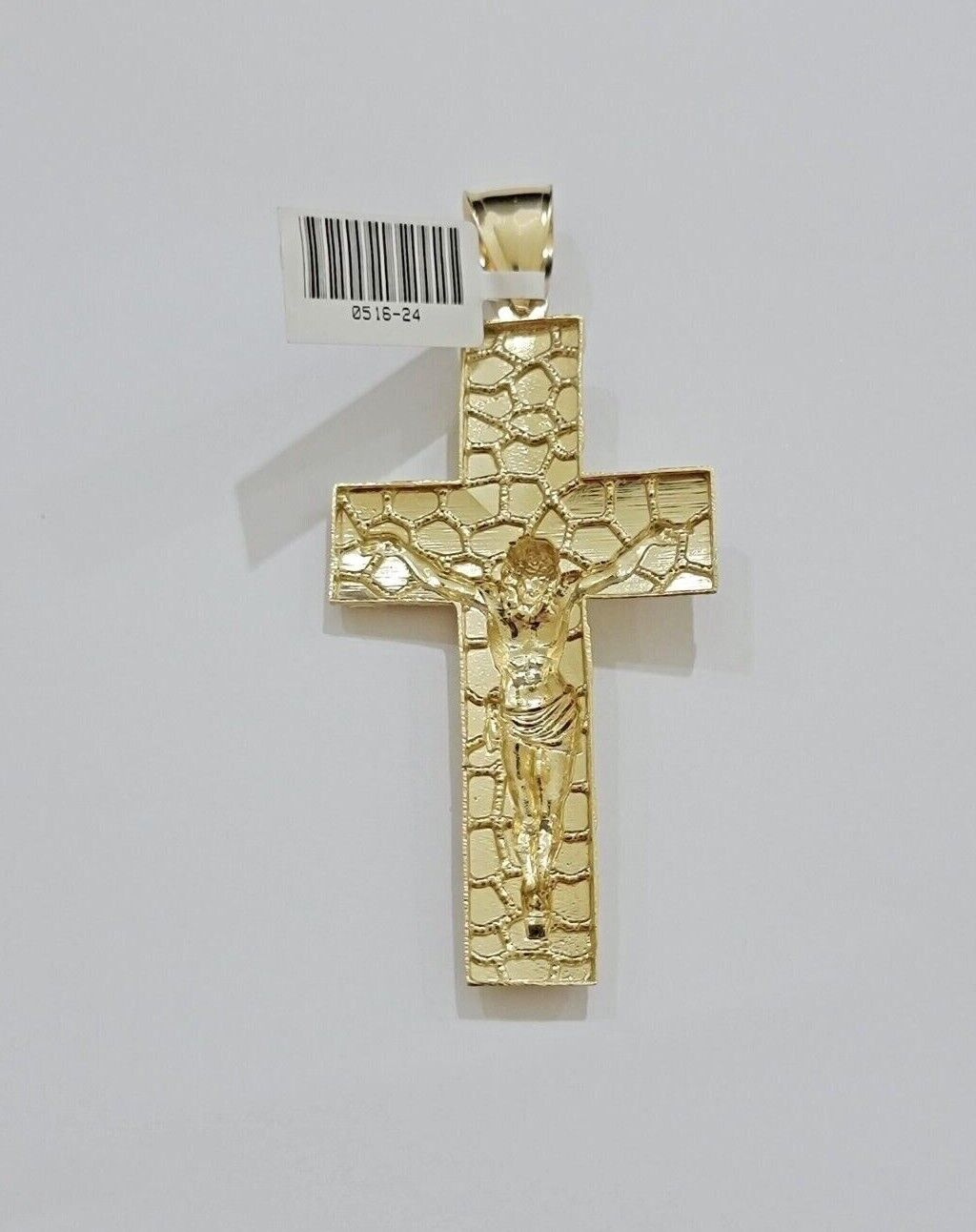 10kt Yellow Gold Franco Chain Necklace Nugget Cross Charm Pendant 3mm 18-26 Inch