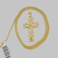 10k Gold Franco Chain Jesus Nugget Cross Charm Pendant 2mm 16-24 Inches Necklace