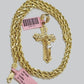 14kt Gold Solid Rope Chain Necklace Jesus Cross Charm CZ Pendant 22'' Inches 4mm