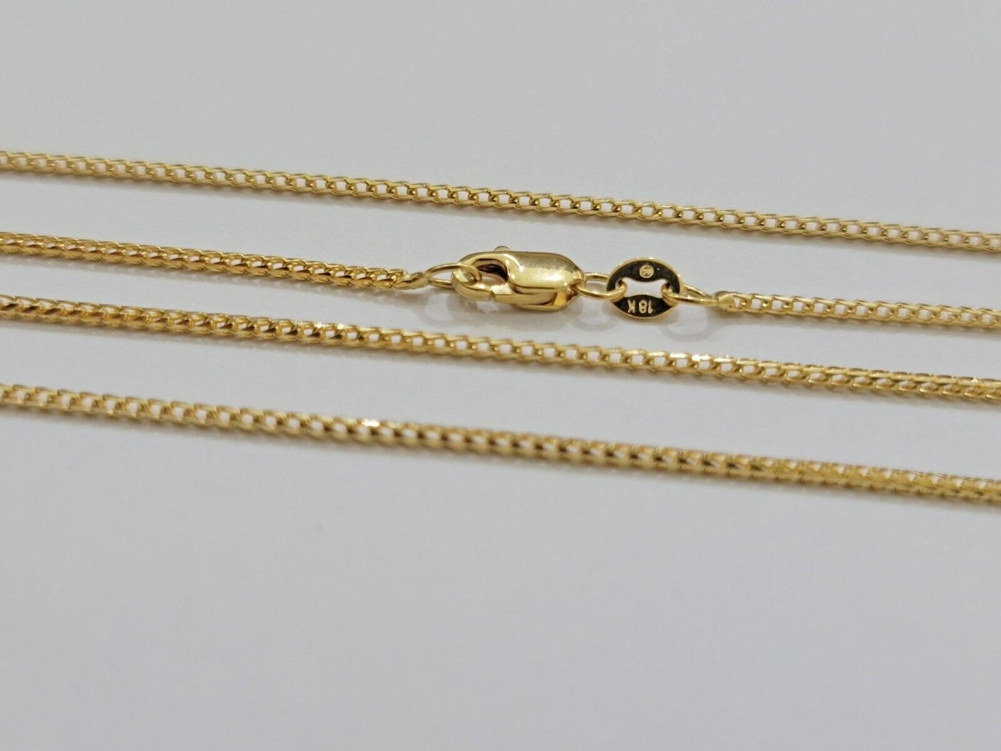 Real 18kt Yellow Gold Franco Chain Necklace 1mm 20-24 Inch Men Women SOLID HEAVY