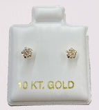 REAL 10kt Gold Stud Earring Mens Women kids Genuine 10k yellow gold with stone