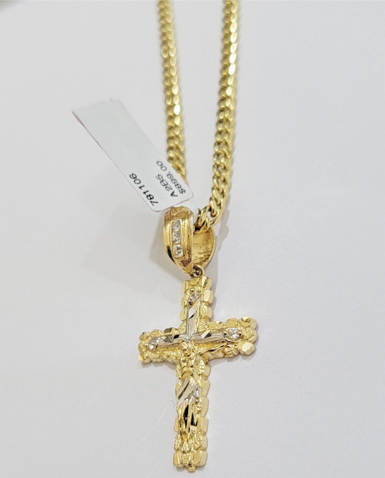 10k Gold Chain Pendant SET Cross Charm & Solid 18-26