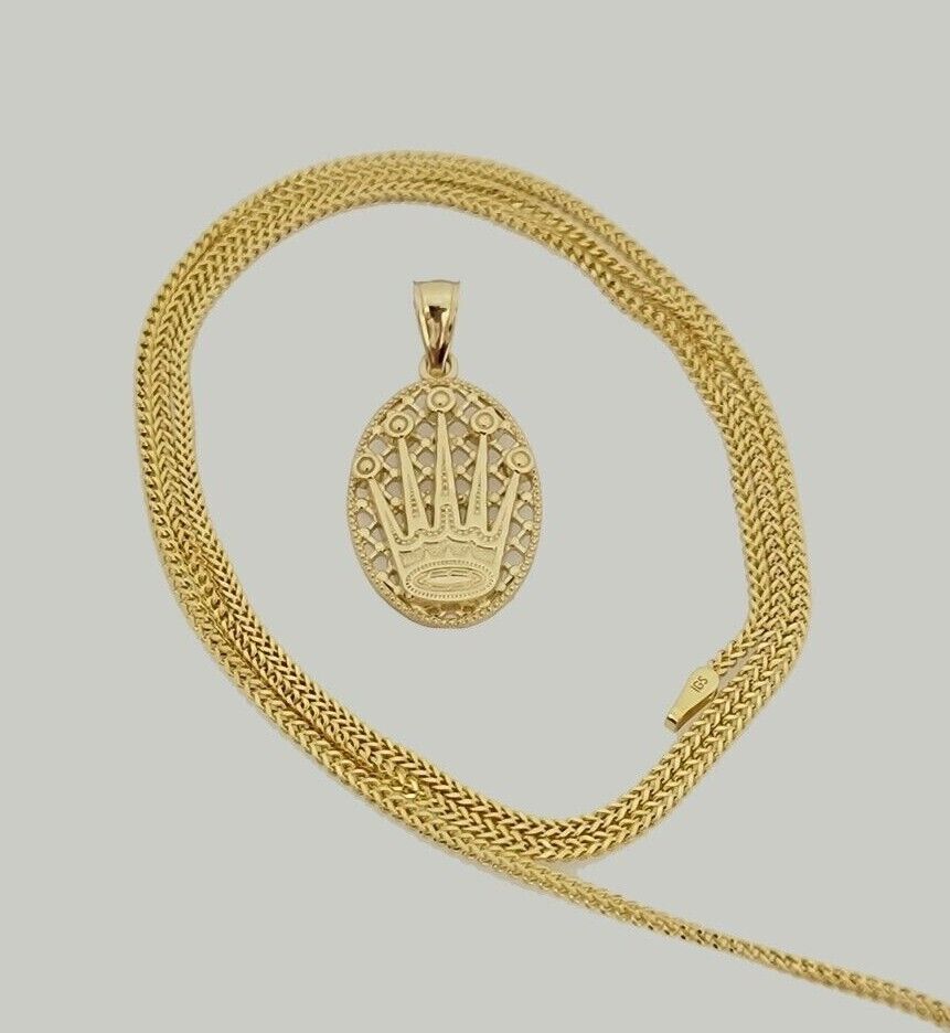 10kt Gold Franco Chain Circular Charm Pendant 1.5mm 16-24'' Inches Necklace SALE