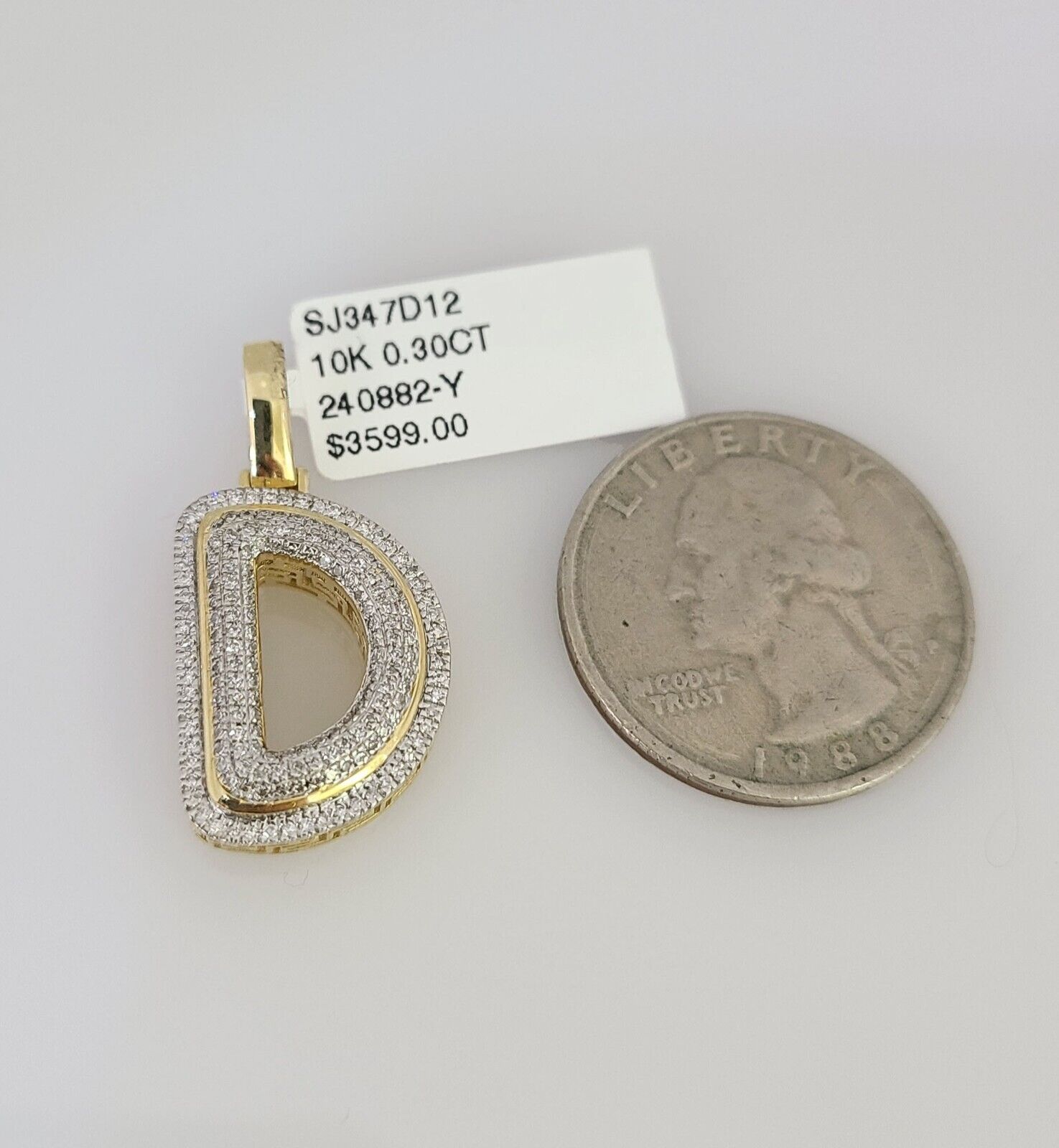 10k Initial " D " Diamond Pendant Charm Yellow Gold Alphabet Men's Ladies